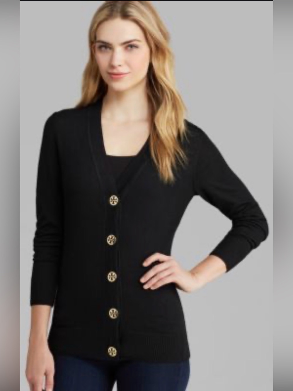 Tory Burch Simone Ribbed  Cardigan